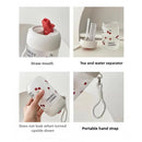 Ljojo 380ml Cherry Glass Water Bottle with Lid and Straw