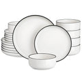 Ljojo Luna 18-Piece Ceramic Dinnerware Set for 6 with Plates and Bowls