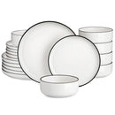 Ljojo Luna 18-Piece Ceramic Dinnerware Set for 6 with Plates and Bowls
