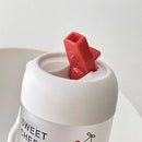 Ljojo 380ml Cherry Glass Water Bottle with Lid and Straw