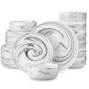 Ljojo Luna Marble Porcelain Dinnerware Set for 4
