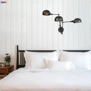 Ljojo Loft Antique Swing Arm Wall Sconce with 3 Heads Black Finish