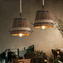 Ljojo Loft Barrel Chandelier Wood Drolight for Dining Room and Cafe
