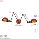 Ljojo Loft Antique Swing Arm Wall Sconce with 3 Heads Black Finish