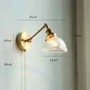 Ljojo Milk Glass LED Wall Light with Pull Chain Switch - Modern Copper Wall Lamp