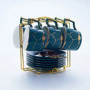 Ljojo Marble Ceramic Tea Set 200ml Nordic Coffee Cup Saucer Spoon Matt Porcelain