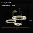 Ljojo Luxury Crystal LED Chandelier - Dimmable Villa Stairs Circle Lighting
