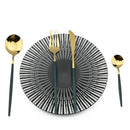 Ljojo 24Pcs Green Gold Stainless Steel Dinnerware Set Cutlery Tableware Silverware