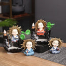 Ljojo Little Monk Ceramic Incense Burner with Mountain Water Flow Ornament