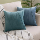Blue Velvet Cushion Cover Set 18x18" - Ljojo Decorative Pillows for Living Room