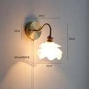 Ljojo Milk Glass LED Wall Light with Pull Chain Switch - Modern Copper Wall Lamp