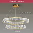 Ljojo Luxury Crystal LED Chandelier - Dimmable Villa Stairs Circle Lighting