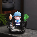 Ljojo Little Monk Ceramic Incense Burner with Mountain Water Flow Ornament