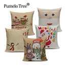 Christmas Santa Deer Pattern Cushion Cover for Festive Home Decor - Ljojo