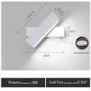 LED Wall Lamp Nordic Bedroom Bedside Light Rotating Living Room Black Sidelight by Ljojo