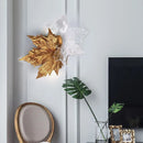 Ljojo Luxury Copper Maple Leaf Crystal Glass Wall Lamp for Home Deco