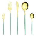 Ljojo Mint Green Stainless Steel Cutlery Set | 5pcs Knife Fork Spoon Flatware Tableware