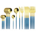 Ljojo 24-Piece Stainless Steel Cutlery Set for 6 - Black Gold Silverware