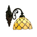European Glass Beads Wall Lamp Tiffany Style Metal Arm Bedroom Living Room Light - Ljojo