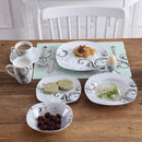 Ljojo 30-Piece Black Porcelain Ceramic Dinner Combi-Set with Dessert Soup Dinner Cup Saucer
