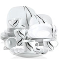 Ljojo 30/60-Piece Porcelain Ceramic Dinner Set with Cups Saucers Plates - Elegant Collection