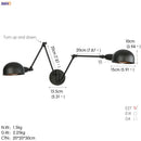 Ljojo Loft Antique Swing Arm Wall Sconce with 3 Heads Black Finish