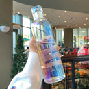 Ljojo 500ml Glass Water Bottle with PU Cup Holder and Time Marker