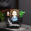 Ljojo Little Monk Ceramic Incense Burner with Mountain Water Flow Ornament