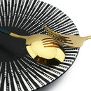Ljojo 24Pcs Green Gold Stainless Steel Dinnerware Set Cutlery Tableware Silverware