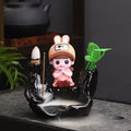 Ljojo Little Monk Ceramic Incense Burner with Mountain Water Flow Ornament