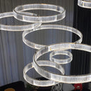 Ljojo Luxury Crystal LED Chandelier - Dimmable Villa Stairs Circle Lighting
