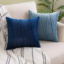 Blue Velvet Cushion Cover Set 18x18" - Ljojo Decorative Pillows for Living Room