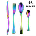 Ljojo 16-Piece Black Stainless Steel Cutlery Set for Dining and Entertaining