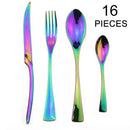 Ljojo 16-Piece Black Stainless Steel Cutlery Set for Dining and Entertaining