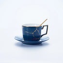 Ljojo Marble Ceramic Tea Set 200ml Nordic Coffee Cup Saucer Spoon Matt Porcelain