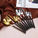 Ljojo Marble Pattern Cutlery Set: Knife, Fork, Spoon - Western Style, Stainless Steel