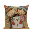 Christmas Santa Deer Pattern Cushion Cover for Festive Home Decor - Ljojo