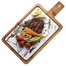 Ljojo Marbling Black Bronzing Wooden Tray, Rectangular Handle Steak Plate karadığında Western Plate.