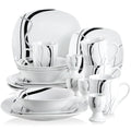 Ljojo 20-Piece Black Stripe Porcelain Dinner Set with Egg Cup, Mug, Bowl, Dessert & Dinner Plate