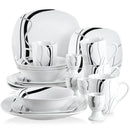Ljojo 20-Piece Black Stripe Porcelain Dinner Set with Egg Cup, Mug, Bowl, Dessert & Dinner Plate