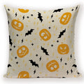 Happy Halloween Pumpkin Print Linen Throw Pillow Cover by Ljojo