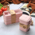 Ljojo 3-Layer Wheat Straw Bento Box - Healthy Microwave Food Storage Container