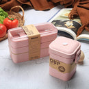 Ljojo 3-Layer Wheat Straw Bento Box - Healthy Microwave Food Storage Container