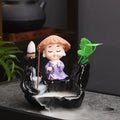 Ljojo Little Monk Ceramic Incense Burner with Mountain Water Flow Ornament