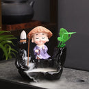 Ljojo Little Monk Ceramic Incense Burner with Mountain Water Flow Ornament