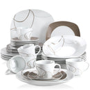 Ljojo 30-Piece Porcelain Ceramic Dinnerware Set with 6 Plates/Cups/Saucers