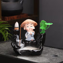 Ljojo Little Monk Ceramic Incense Burner with Mountain Water Flow Ornament