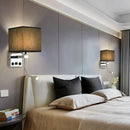 Ljojo LED Fabric Wall Sconce with USB Port for Bedroom and Living Room