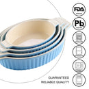 Ljojo 4-Piece Oval Baking Dish Set with Ceramic Handles - Ideal for Lasagne, Pie, Casserole