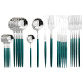 Ljojo 24-Piece Stainless Steel Cutlery Set for 6 - Black Gold Silverware